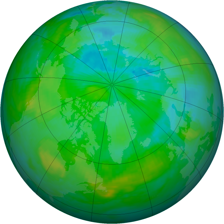 Arctic ozone map for 18 August 1985